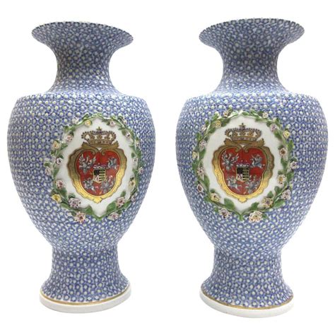 Big Old And Very Rare Meissen Porcelain Vases As A Pair In Snowball