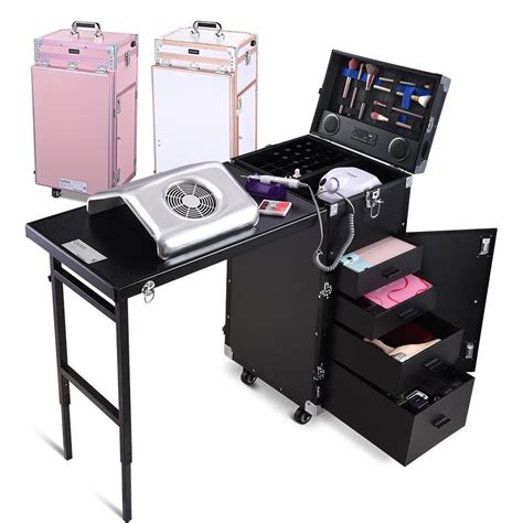 Thelashop Rolling Makeup Station Hair Nail Workstation Drawers Makeup