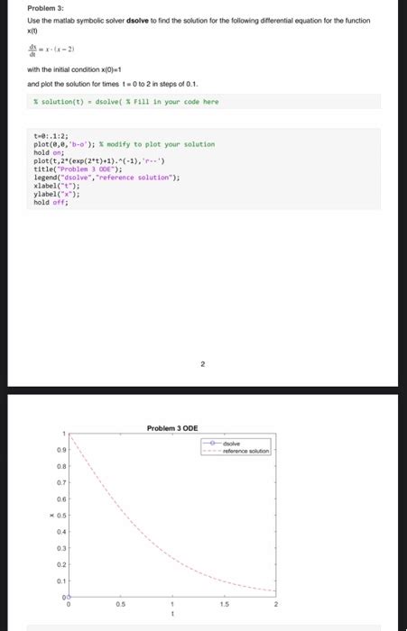 Solved Problem 3 Use The Matlab Symbolic Solver Dsolve To