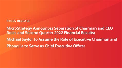 MicroStrategy Announces Separation of Chairman and CEO Roles and Second ...