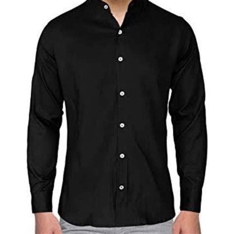 Button Giza Cotton Men Black Formal Shirt Size Xl Xxl Machine Wash