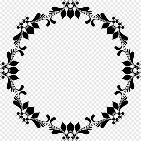 Round Black Petaled Flower Margin Illustration Flower Frames Black And