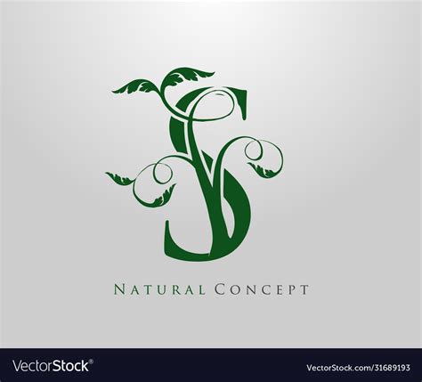 Letter S Logo Nature Concept Green Tree And Leaf Vector Image