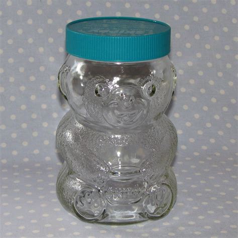 Vintage Skippy Peanut Butter Jar Glass Teddy Bear Etsy