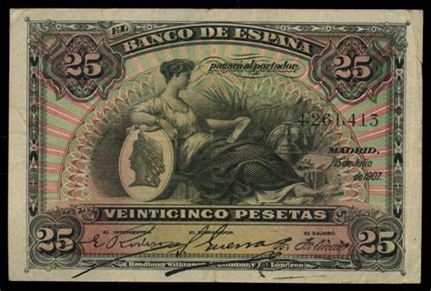 Spain 25 Pesetas 1907 Pick 62a Catawiki