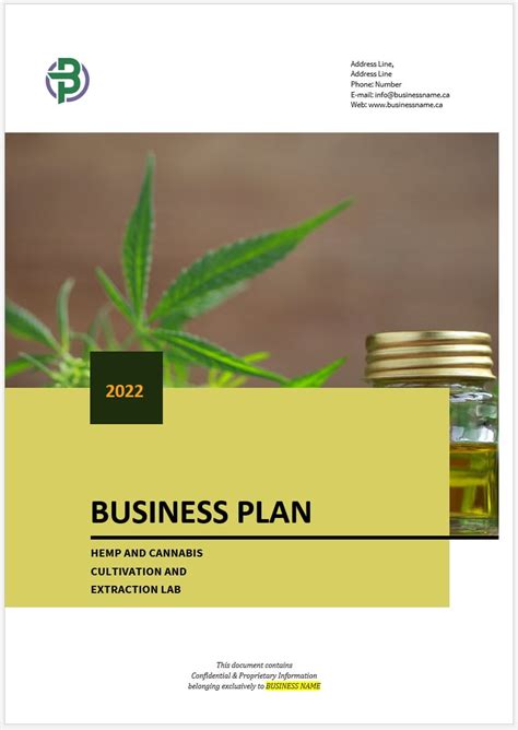 Hemp And Cannabis Cultivation And Extraction Business Plan Template Business Plan Templates Canada