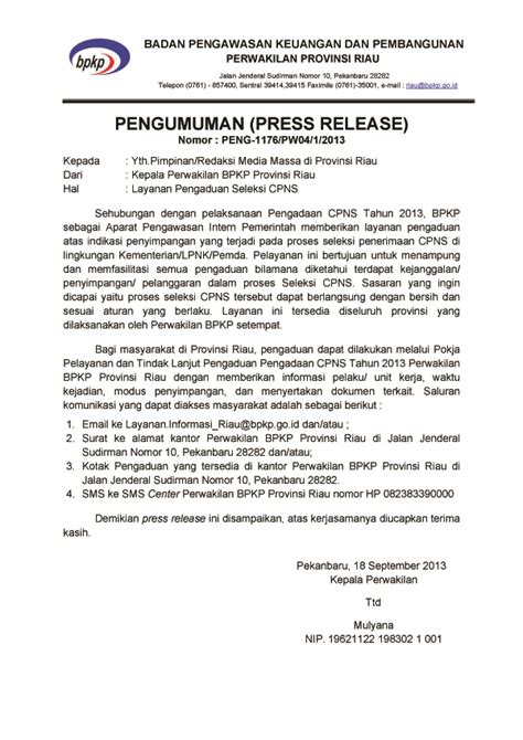 Detail Contoh Press Release Kegiatan Koleksi Nomer