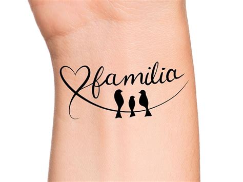 Heart Birds Familia Temporary Tattoo / Family Tattoo - Etsy