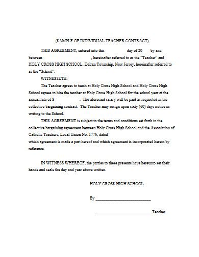 Teacher Contract 12 Examples Format How To Create Pdf