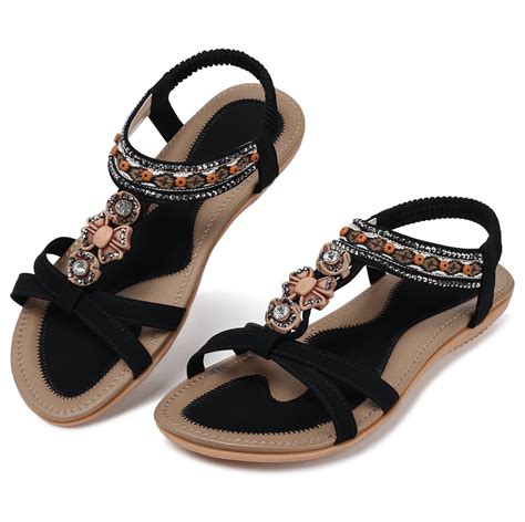 Shibever Women Sandals Summer Flats Sandal Comfortable Bohemian Sandals Casual Beach Sandal