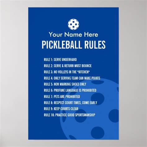 Pickleball rules and etiquette poster sign | Zazzle