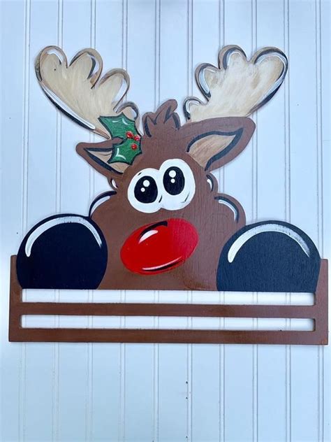 Reindeer Rail Christmas Door Hanger Reindeer Door Hanger Rail Etsy