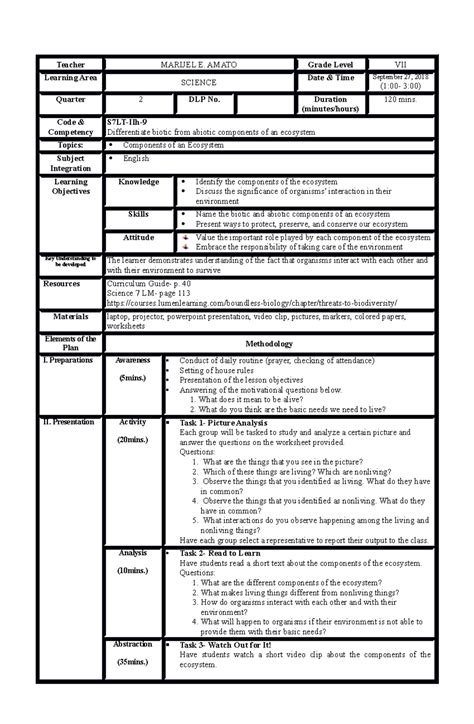 Grade 8 Science Lesson Plan