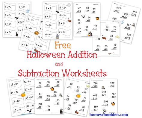 Halloween Addition And Subtraction Worksheets Halloween Addition