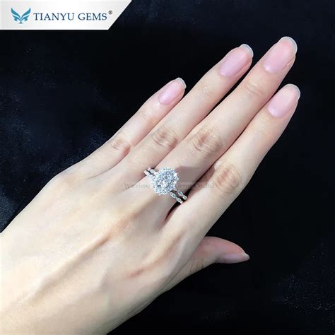 Tianyu Gems Customized 14k 18k Pure White Gold Engagement Ring 5 7mm