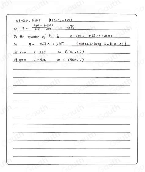 Solved The Diagram Shows A Straight Line Abcd A Is The Point 260 480 D Is The Point 620