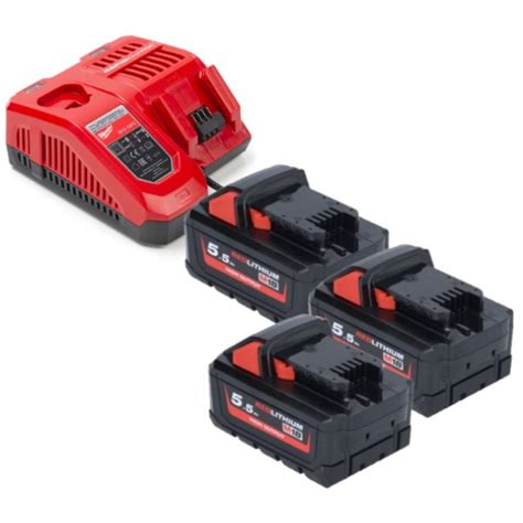 HNRG Pack 3x Milwaukee M18 HB5 5 High Output Accu S Lader 18 V 5 5