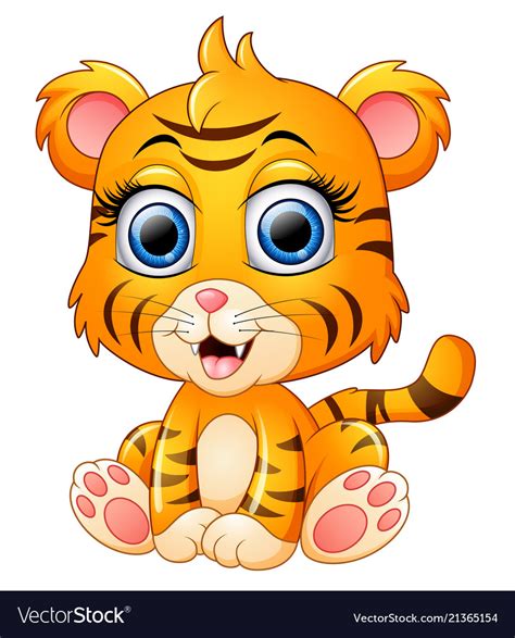 Cute Baby Tiger Cartoon Royalty Free Vector Image