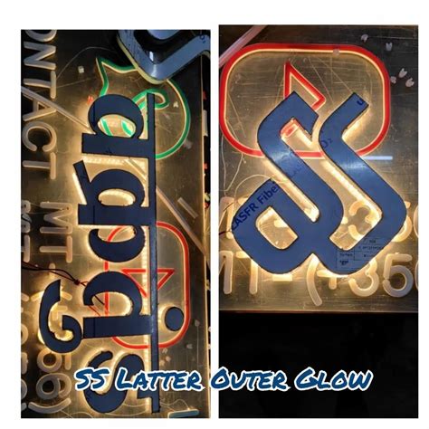 Stainless Steel Rectangle SS Letter LED Glow Sign Board For