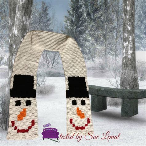 Snowman Scarf C2c Crochet Pattern