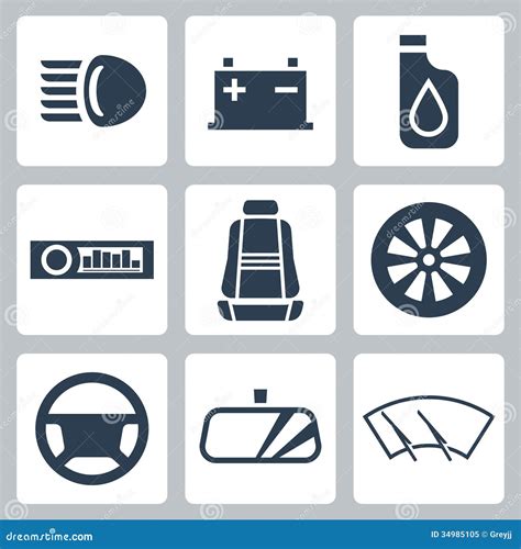 Vector Auto Parts Icons Set Stock Vector Image 34985105