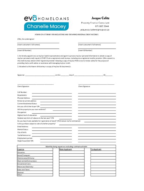 Fillable Online Poa Evo Home Loan Application Joint Jacque Xlsx Fax