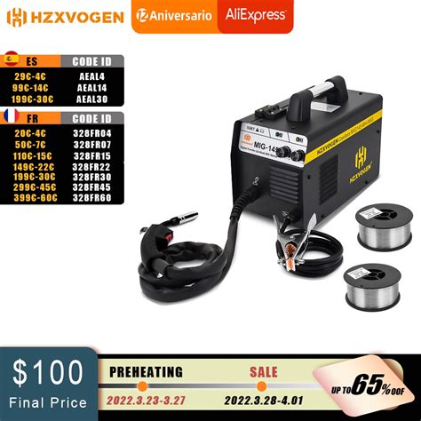 220V HZXVOGEN Mig Welder MIG145 No Gas Gasless Semi Automatic Welding