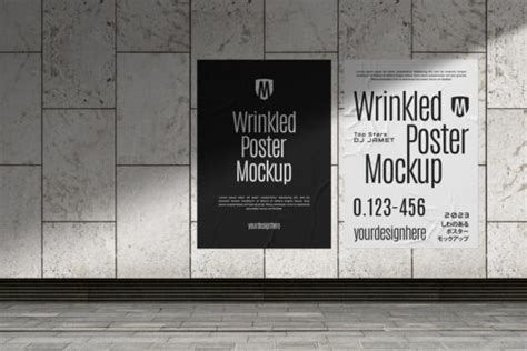 Vertical Posters Glued To A Subway Wall Mockup Mockup World