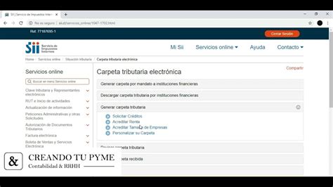 Como Generar La Carpeta Tributaria Del Sii Servicio De Impuestos