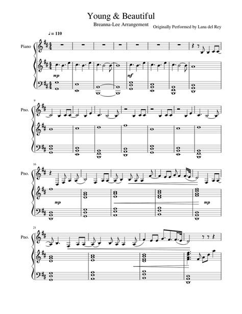 Young And Beautiful Piano Sheet Music Easy