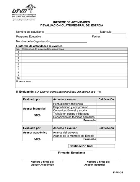 Formato Informe De Actividades Pdf