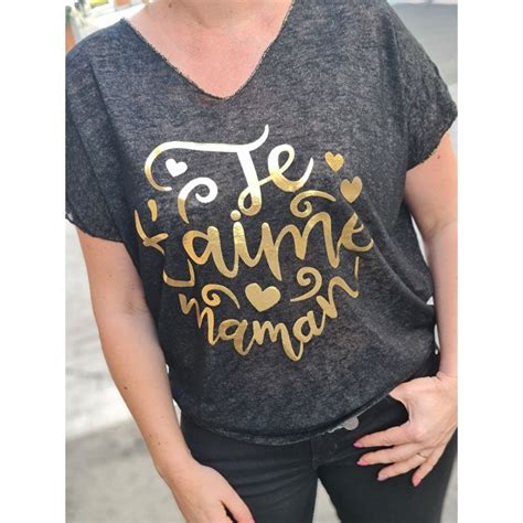 Tee Shirt Je T Aime Maman Noir