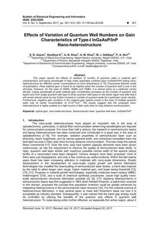 Effects Of Variation Of Quantum Well Numbers On Gain Characteristics Of