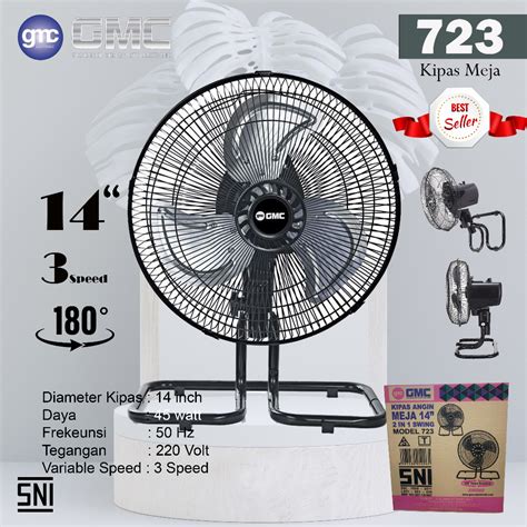 Jual KIPAS ANGIN GMC TORNADO DESK FAN KIPAS MEJA 14 INCH 723 SWING