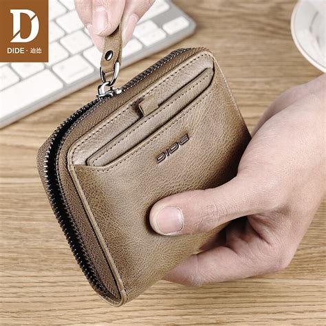 Dide Cartera Corta De Cuero Genuino Con Cremallera Para Hombre