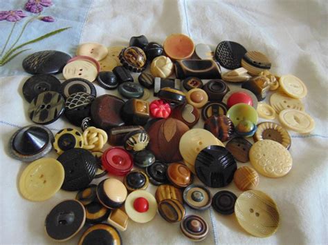 Lot Of Antique Celluloid Buttons Seventy Five Plus Buttons