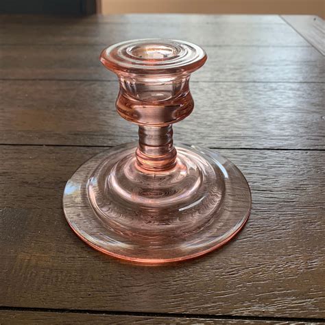 Vintage Retro Rose Pink Glass Candle Holder Etsy