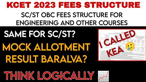 Scst And Obc Fees Structure 2023kcet 2023 Fees Structurekcet Mock