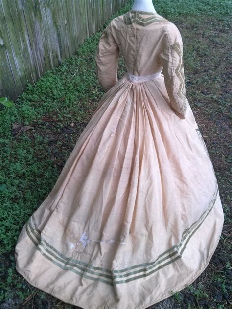 Antique Post Civil War Era Day Dress C1860s Victorian Vintage Day