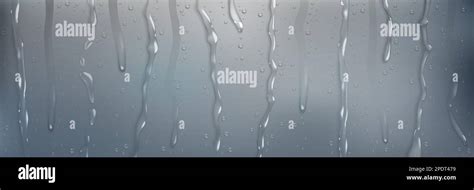 Realistic Rain Shower Drops Down Vector Background 3d Water Flow On Window Glass Pattern