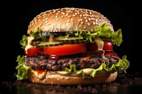 Premium Photo Juicy Beef Burger With Lettuce And Tomato