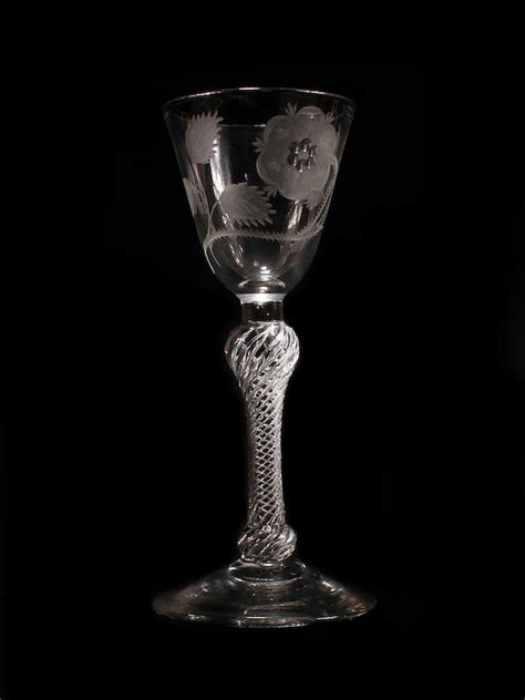 Bonhams An Engraved Airtwist Wine Glass 18th Century