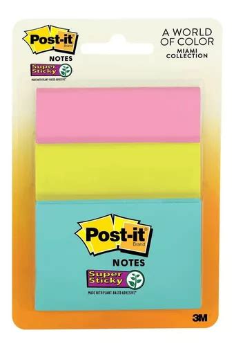 Notas Adhesivas Post It® Super Sticky 3 Colores Aqua 135 Hjs Mercadolibre