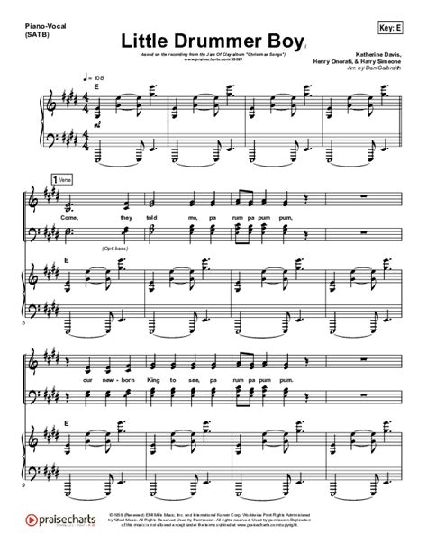 Little Drummer Boy Sheet Music PDF (Jars Of Clay) - PraiseCharts