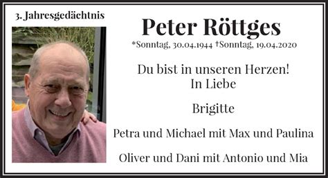 Alle Traueranzeigen für Peter Röttges trauer rp online de