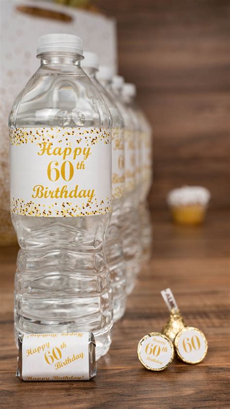 Any Age 60th Birthday Water Bottle Glossy Waterproof Labels Etsy