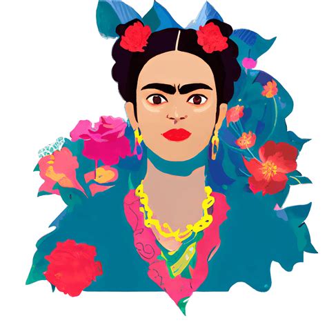 Frida Kahlo Flowers Folk Art · Creative Fabrica