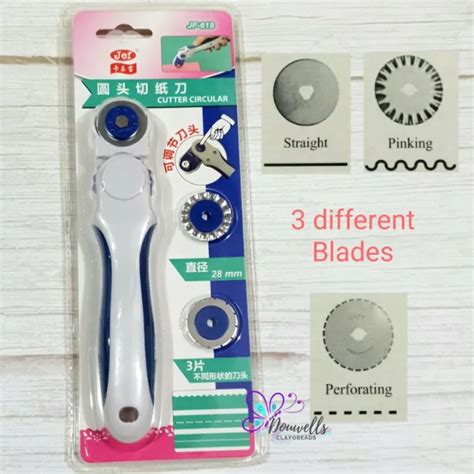 3in1 Rotary Cutter Set 3 Different Blades Straight Skip For Perforating And Wavy For Pinking