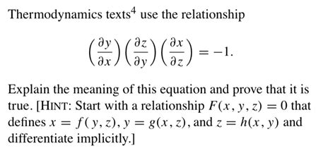 Solved Thermodynamics Texts4 Use The Relationship Dy Dx Dz Dy A C Explain The Meaning Of