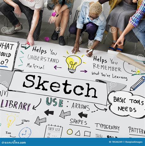 Sketch Notes Creative Drawing Design Graphic Concept Stock Image